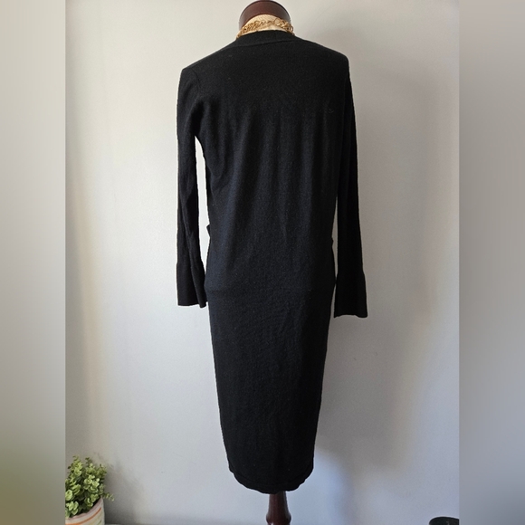 Judith & Charles 100% Lightweight Wool Black Open Front Cardigan. Size L - Picture 5 of 10